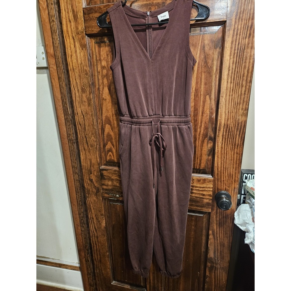 Kaia Petite XS Maroon Jumpsuit V-Neck Drawstring Waist Jogger Overalls 74851SH